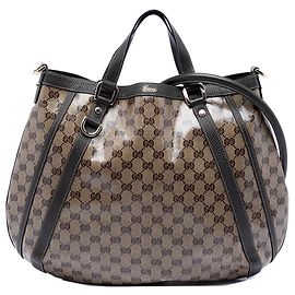 Beiger Gucci GG Crystal Abbey D Ring Convertible Tote Satchel