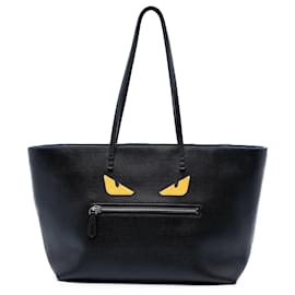 Tote Monster Roll em couro preto Fendi