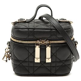 Beauty case Lady Dior in agnello cannage nero
