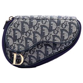 Pochette Saddle in tela Diorissimo blu Dior
