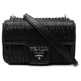 Borsa a tracolla Black Prada Nappa Gaufre Chain Flap