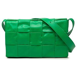 Borsa a tracolla Bottega Veneta Small Paper Calfskin Intrecciato Cassette verde