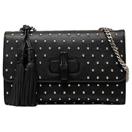 Borsa a tracolla Gucci Medium Studded Leather Miss Bamboo nera