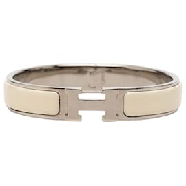 Hermès Clic H Armband schmal Email Weiß PM