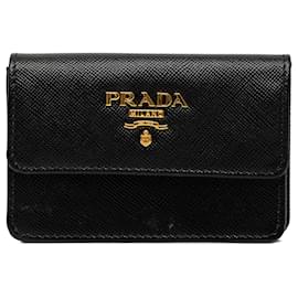 Schwarzer Prada Saffiano Kartenhalter