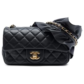 Borsa a tracolla Chanel Mini Rectangular Classic Lambskin Romance Single Flap nera