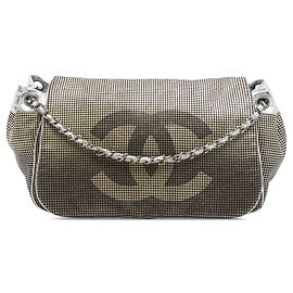 Borsa a tracolla Chanel Hollywood Accordion Flap in pelle di agnello traforata metallizzata oro