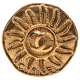 Broche Sunburst chapado en oro Chanel CC Gold