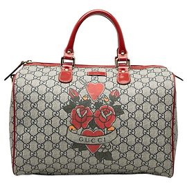Borsa Boston Gucci Medium GG Supreme Joy Tattoo Heart Beige