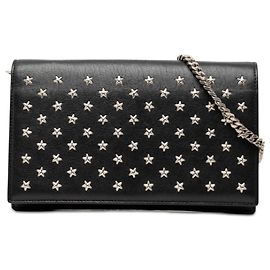 Schwarze Saint Laurent Kate Wallet On Chain Crossbody-Tasche aus Kalbsleder mit Sternen-Nieten