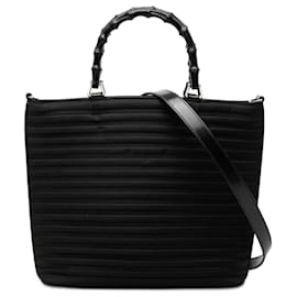 Borsa Satchel Gucci in nylon nero con bambù