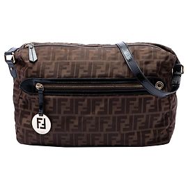 Borsa a tracolla in tela Zucca marrone Fendi