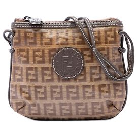 Borsa a tracolla Fendi Zucchino Crystal marrone
