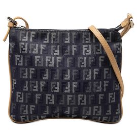Borsa a tracolla Fendi Zucchino in denim blu