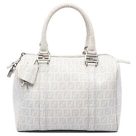 Borsa Boston Fendi Zucchino in tela rivestita bianco