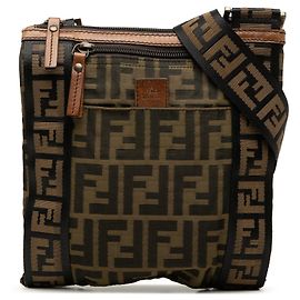 Borsa a tracolla Fendi Zucca in tela marrone