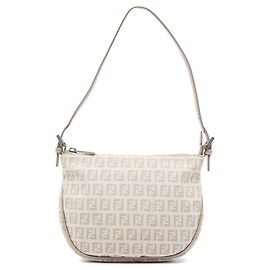 Borsa a tracolla in tela Fendi Zucchino beige
