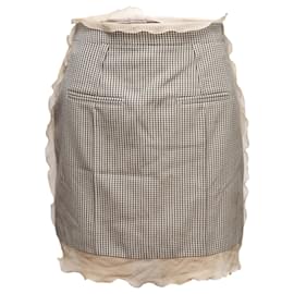 Minirock aus Virgin Wool & Seide mit Karomuster in Beige & Schwarz Fendi Größe IT 40