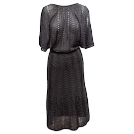 Vestido de malha chevron transparente preto M Missoni Tamanho IT 40