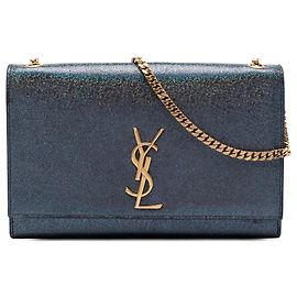 Bolso bandolera Kate Monogram en cuero con purpurina azul medio Saint Laurent