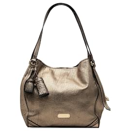 Tote Canterbury con nappa con grana metallizzata oro Burberry Small