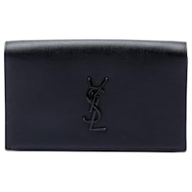 Clutch Kate Monogram Monochrome in Grain de Poudre nero Saint Laurent