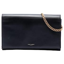 Mini borsa a tracolla Paris in pelle di vitello liscia nera Saint Laurent con catena