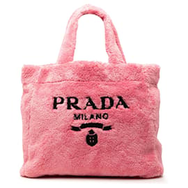Tote in spugna Terry Cloth con logo Prada rosa