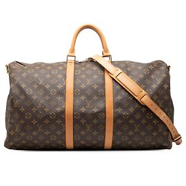 Borsa da viaggio marrone Louis Vuitton Monogram Keepall Bandouliere 55