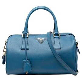 Borsa Boston Saffiano Lux blu Prada Satchel