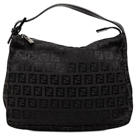 Bolsa de mão em lona Fendi Zucchino preta
