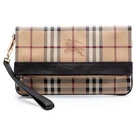 Clutch Adeline in tela rivestita Burberry Haymarket Check beige