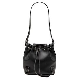 Bolso bucket de cuero con cordón negro Burberry