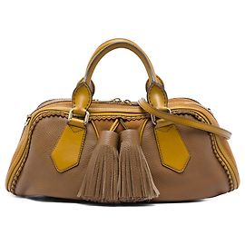 Bolsa Hedwig em couro granulado e camurça amarelo Burberry Prorsum com tassel