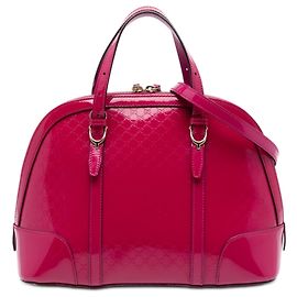 Piccola borsa satchel Gucci Small Microguccissima in vernice rosa