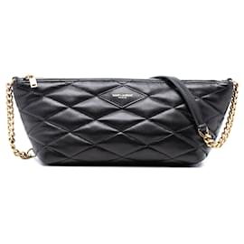 Borsa a tracolla Mini Quilted Lambskin Sade nera Saint Laurent