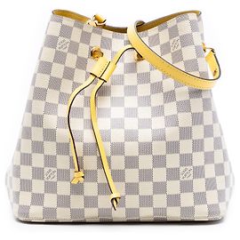 Borsa a secchiello Louis Vuitton Damier Azur Neonoe MM bianca