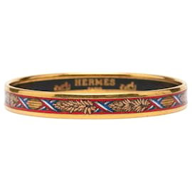 Red Hermès Narrow Liberte Egalite Fraternite Enamel Bangle 65 Costume Bracelet