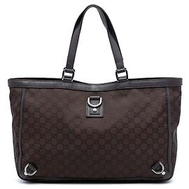 Abbey GG Nylon D Ring Tote braun Gucci