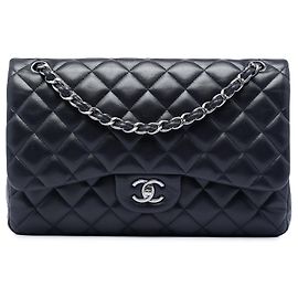 Sac à bandoulière Chanel Jumbo Classic en agneau bleu à double rabat