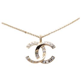 Collana con pendente in strass placcato oro Gold Chanel CC