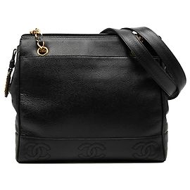 Chanel Triple CC Caviar Schultertasche schwarz