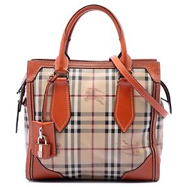 Burberry Small Haymarket Check beschichtete Canvas Honeywood Tote Satchel Beige