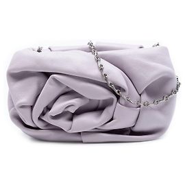 Borsa clutch a tracolla Burberry in pelle di agnello viola con catena a forma di rosa