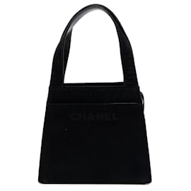 Borsa a mano Chanel in scamosciato nero con logo