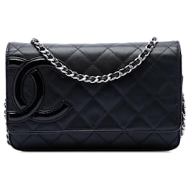 Borsa a tracolla Chanel Cambon Ligne in agnello trapuntato nero