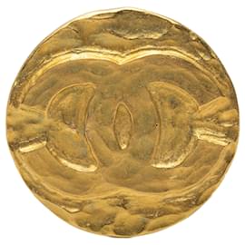 Spilla rotonda Chanel CC placcata oro