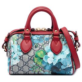 Borsa Boston Gucci Mini GG Supreme Blooms rossa Satchel