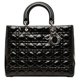 Bolso Lady Dior Large en charol Cannage negro