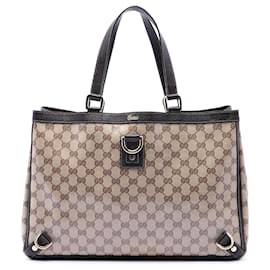 Gucci Abbey GG Crystal D Ring Tote in Beige
